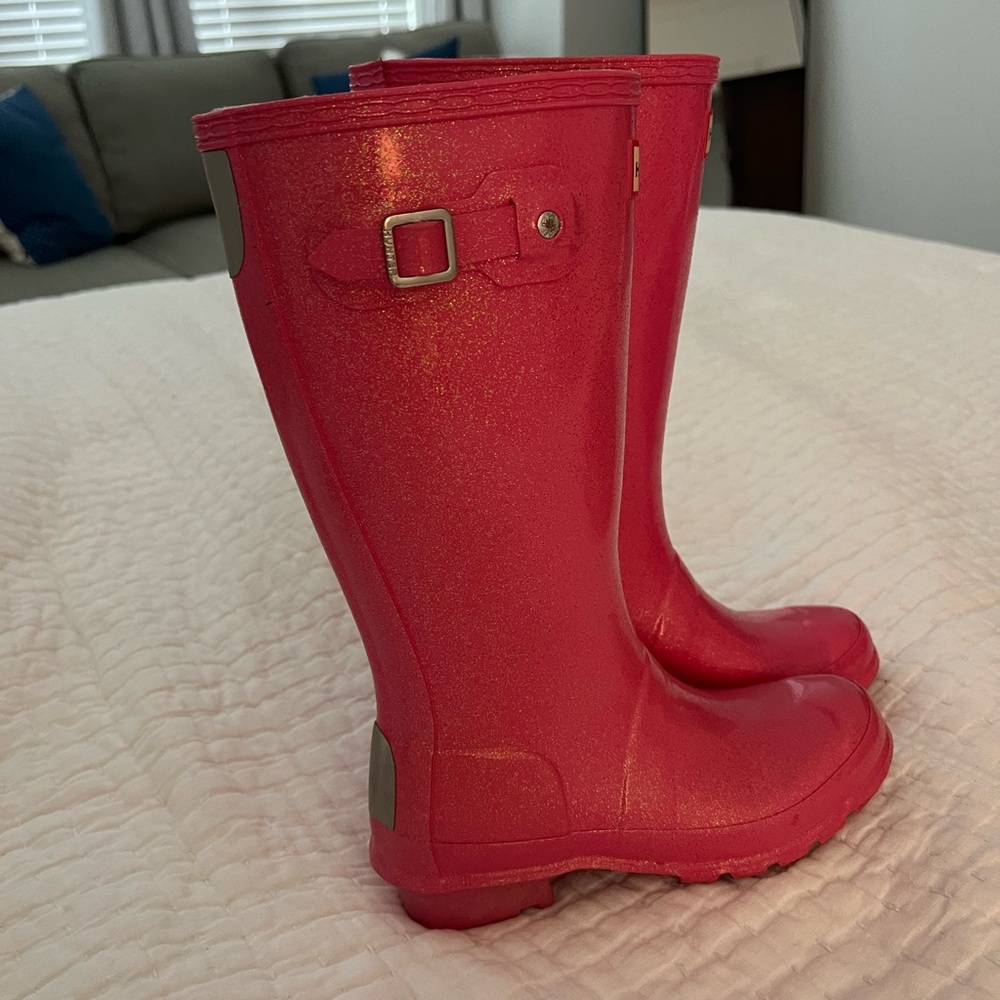 Girls Hunter Pink Sparkle Boot size 2\3. Very Good Condition!